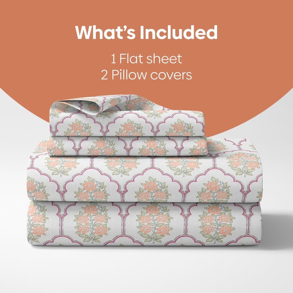 Heritage Blossom Combed Cotton King Bedsheet, 186 TC - Bedsheets | haus & kinder