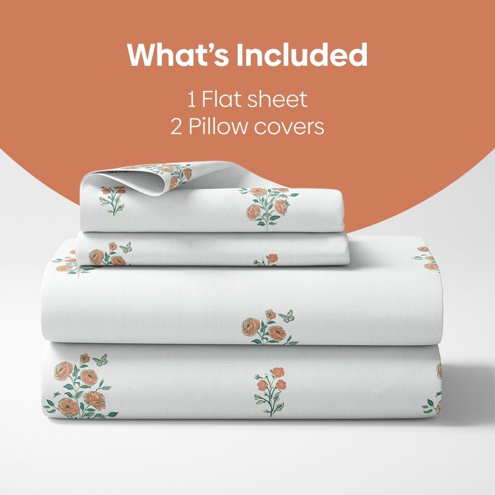 Petals of Tradition Combed Cotton King Bedsheet, 186 TC - Bedsheets | haus & kinder