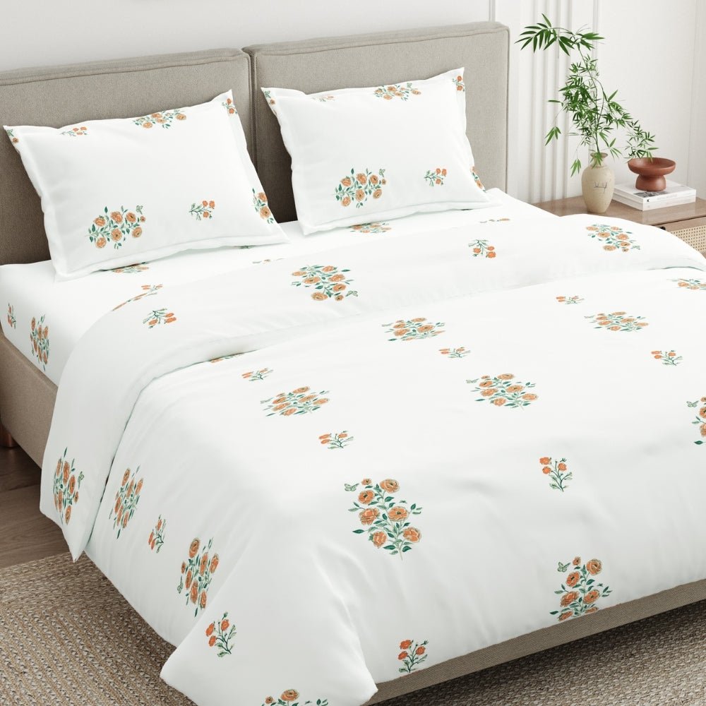Petals of Tradition Combed Cotton King Bedsheet, 186 TC - Bedsheets | haus & kinder