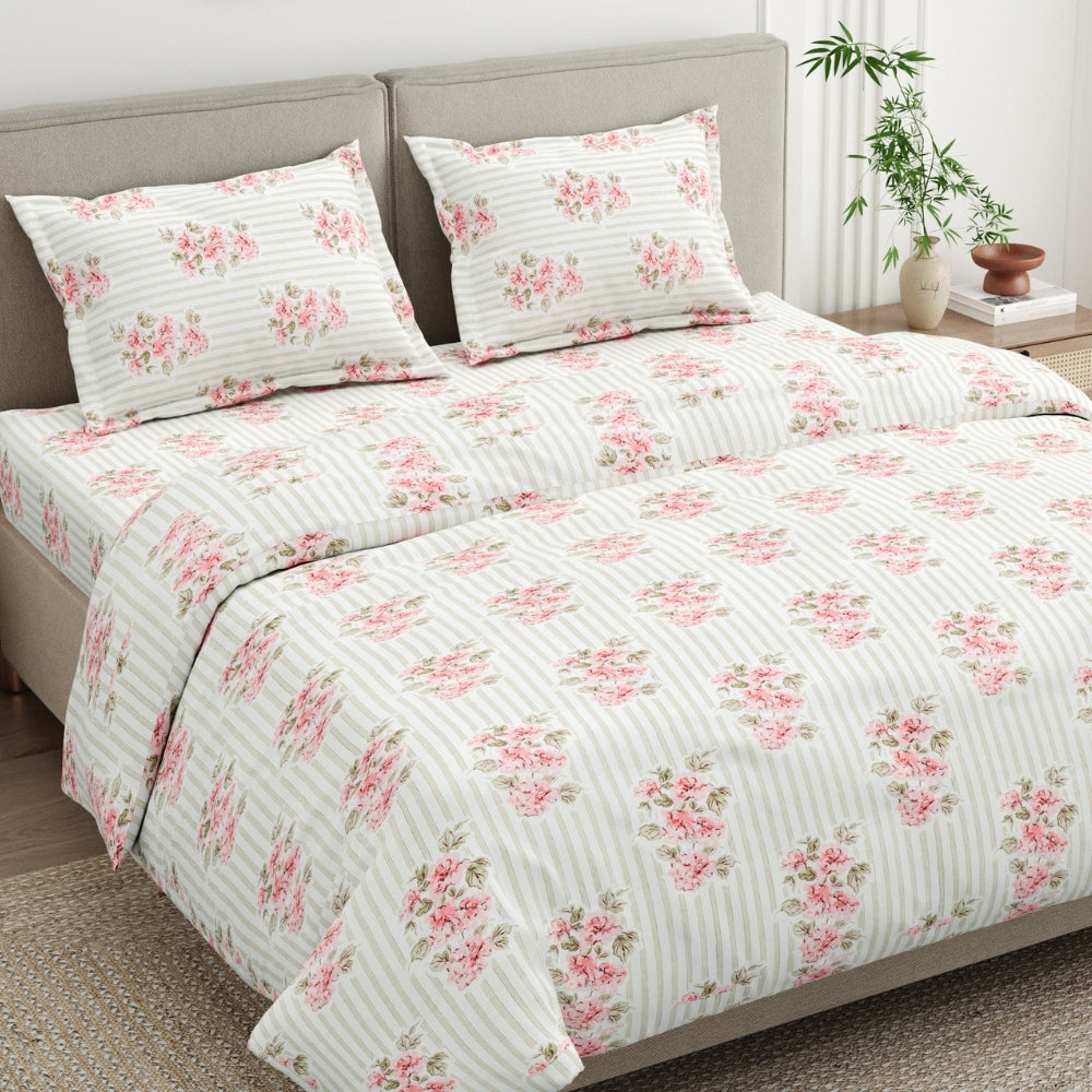 Radiance in Bloom Combed Cotton King Bedsheet , 186 TC