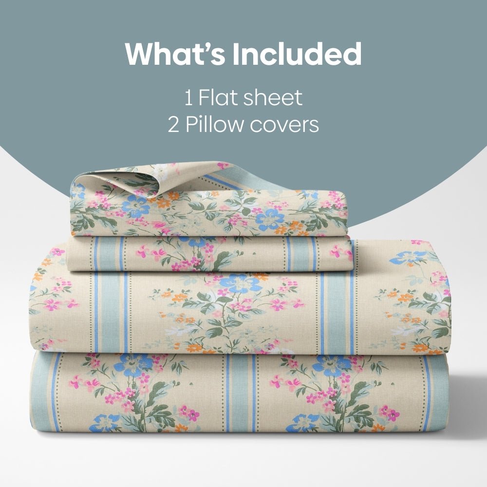 Serenade of Flowers Combed Cotton King Bedsheet, 186 TC - Bedsheets | haus & kinder