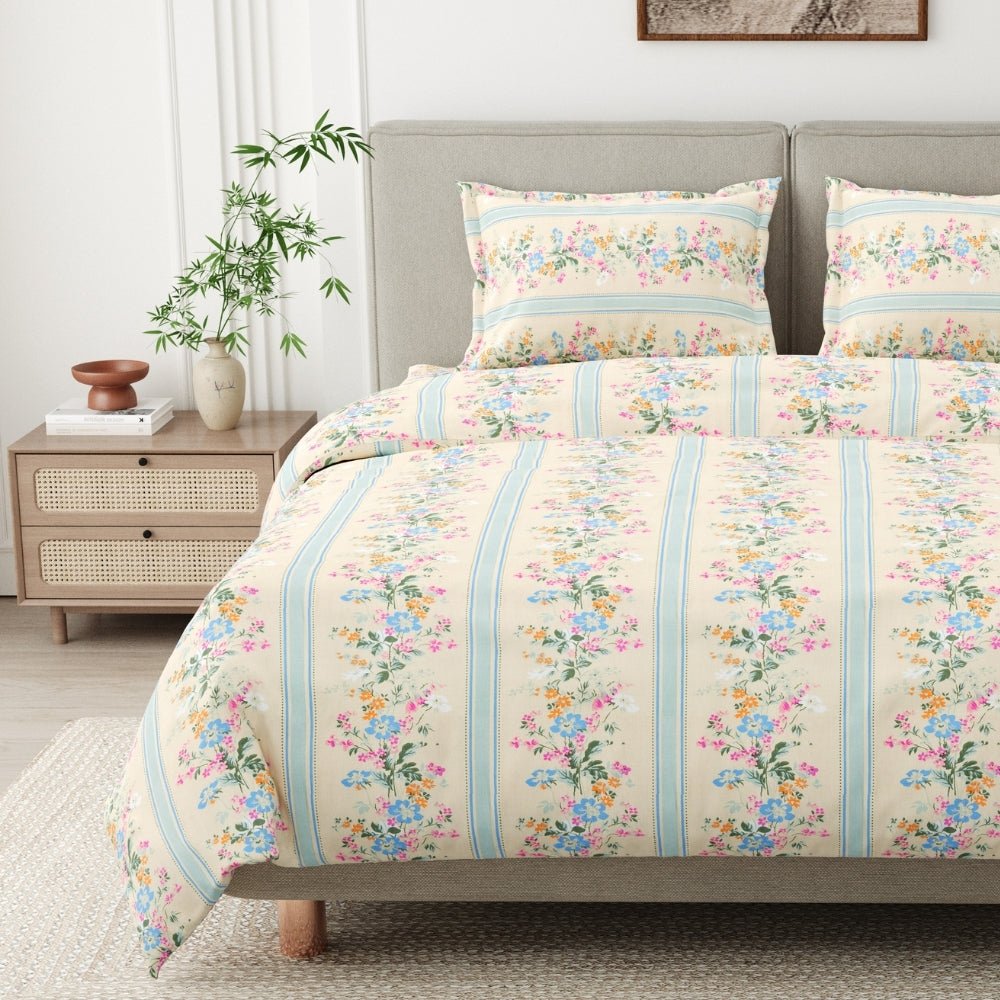 Serenade of Flowers Combed Cotton King Bedsheet, 186 TC - Bedsheets | haus & kinder