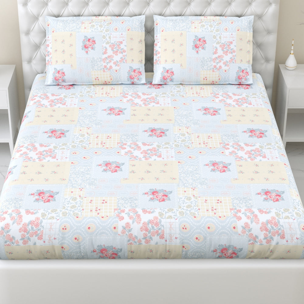 Combed Cotton King Bedsheet Blooming Heritage, 186 TC