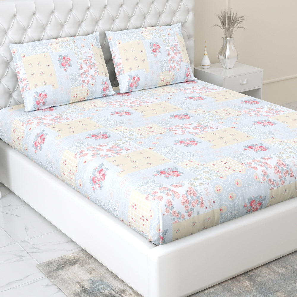 Combed Cotton King Bedsheet Blooming Heritage, 186 TC