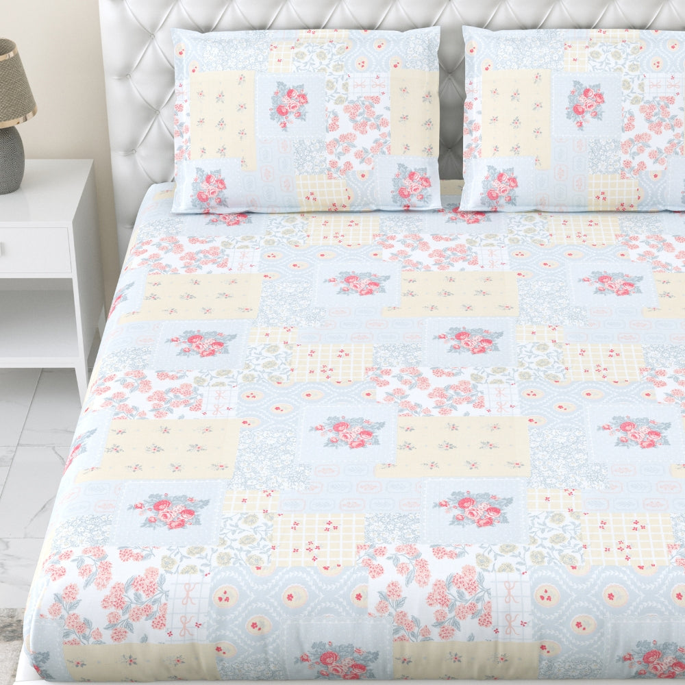 Combed Cotton King Bedsheet Blooming Heritage, 186 TC
