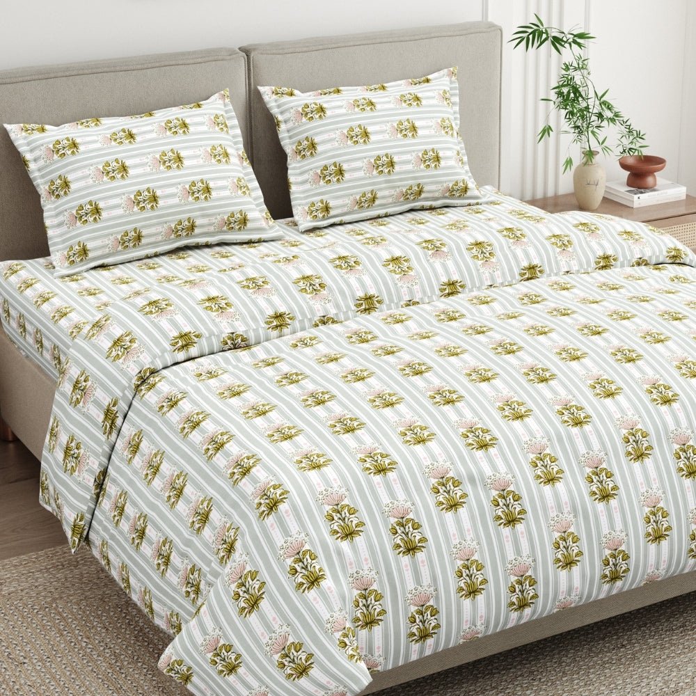 Heritage Garden 100% Cotton Double Size Bedsheet, 186TC - Bedsheets | haus & kinder