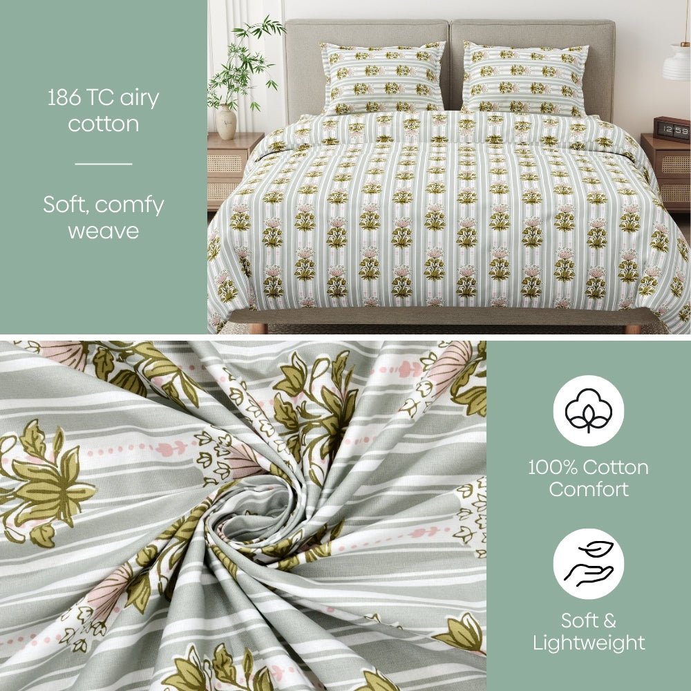 Heritage Garden 100% Cotton Double Size Bedsheet, 186TC - Bedsheets | haus & kinder