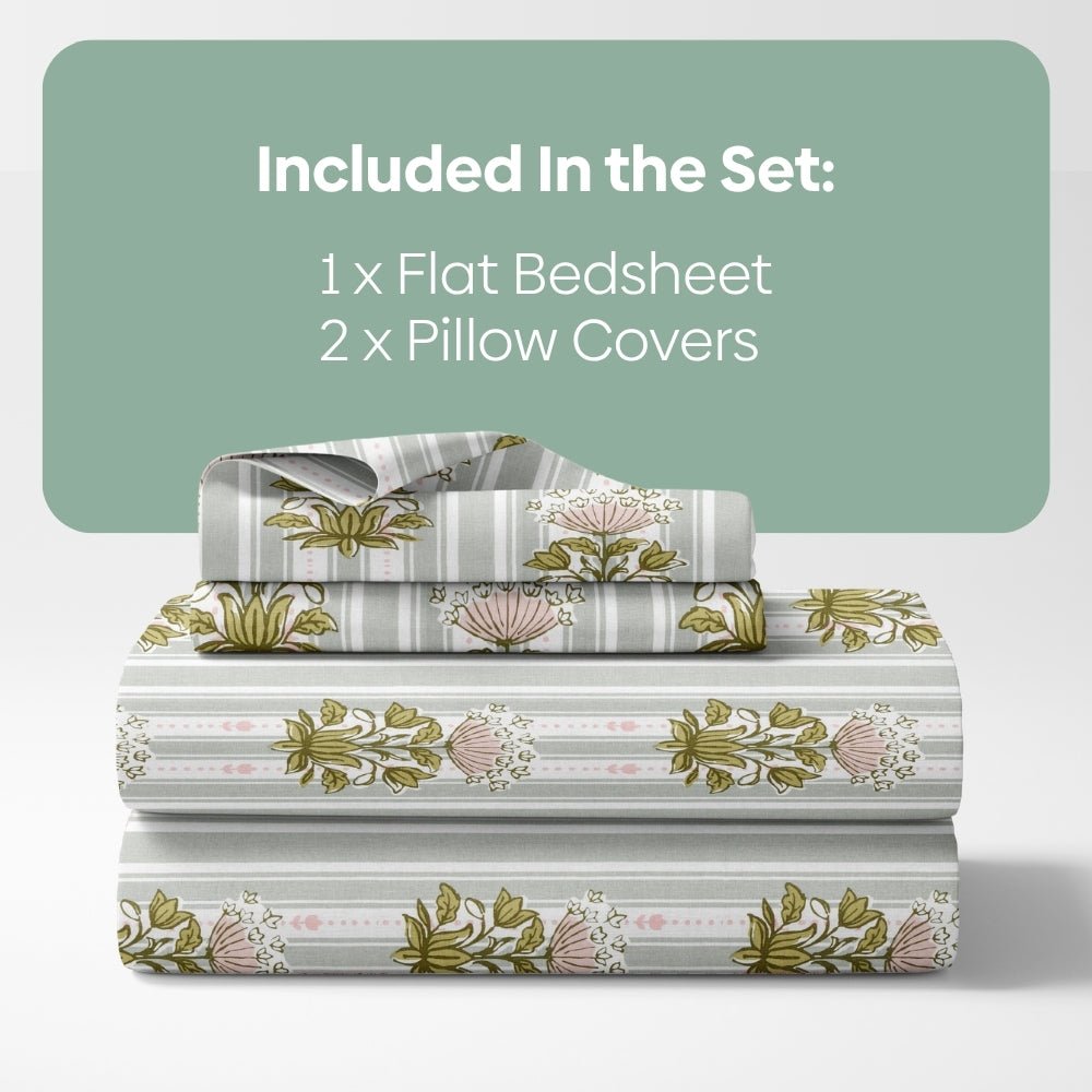 Heritage Garden 100% Cotton Double Size Bedsheet, 186TC - Bedsheets | haus & kinder