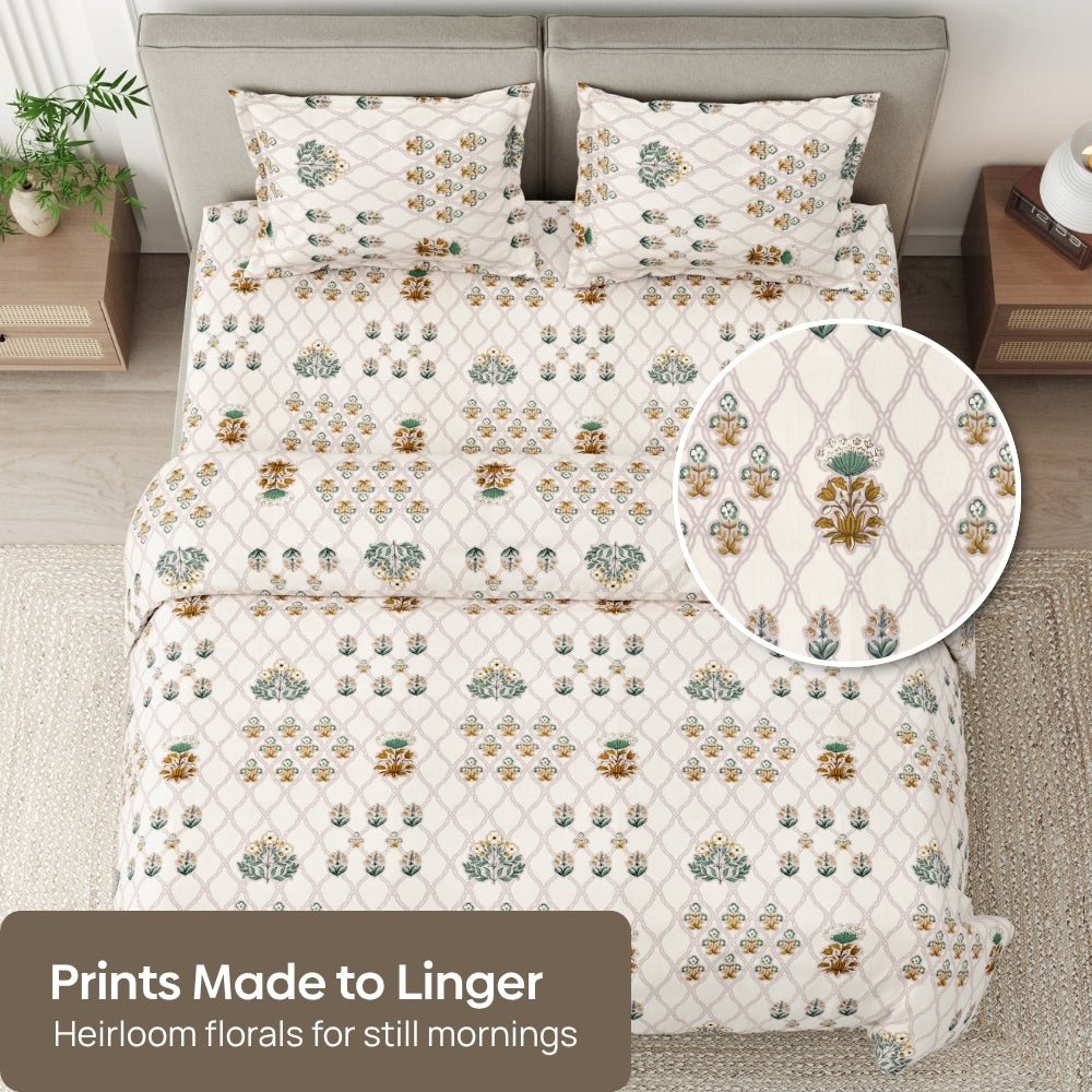 Secret Garden 100% Cotton Double Size Bedsheet, 186TC - Bedsheets | haus & kinder