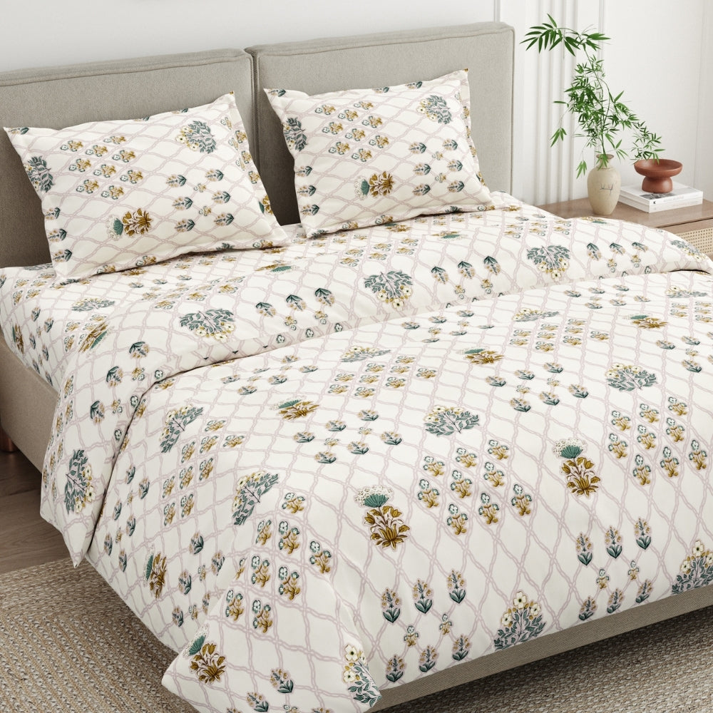 Secret Garden 100% Cotton Double Size Bedsheet, 186TC