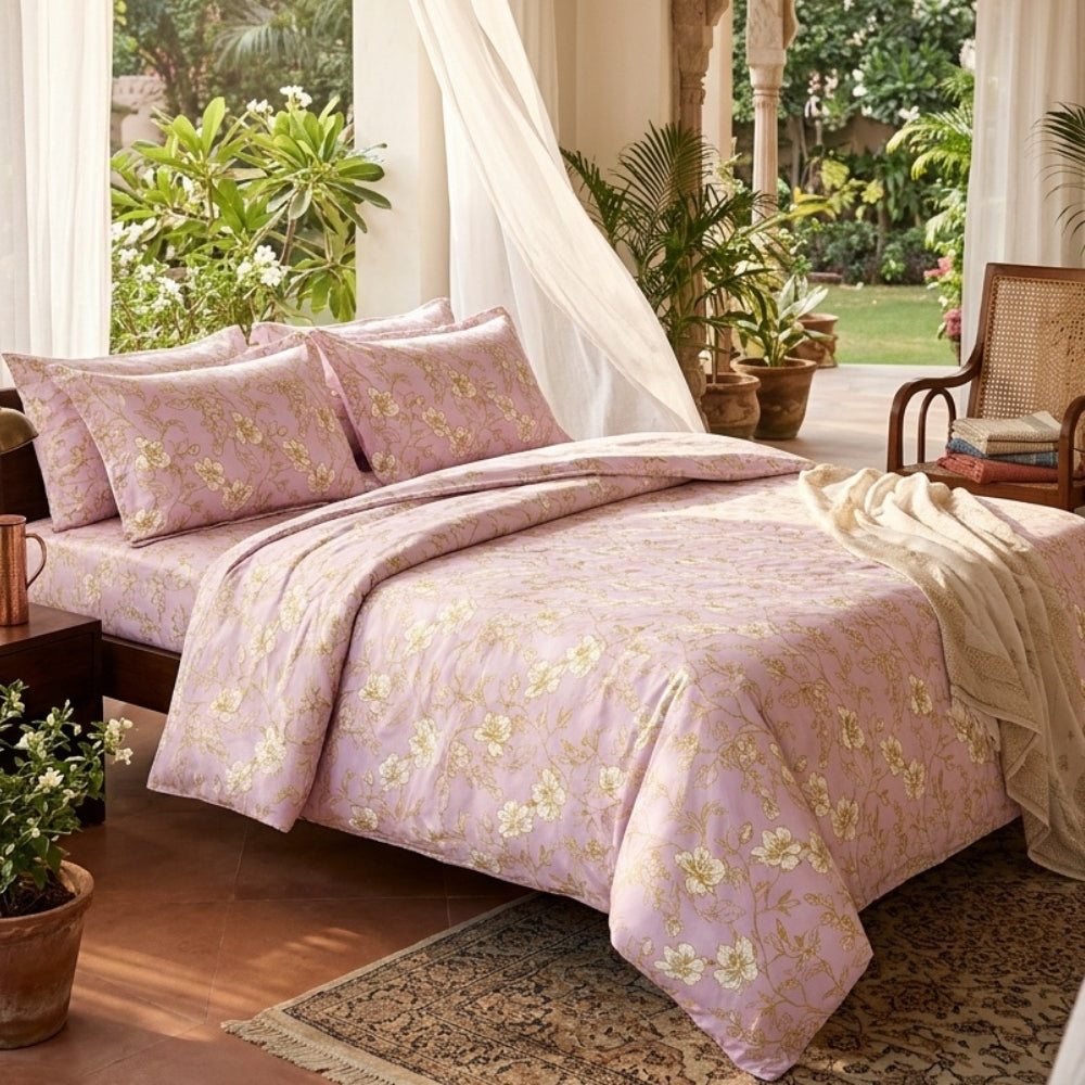 Soft Haze Lime 100% Cotton King Flat Bedsheet, 186 TC