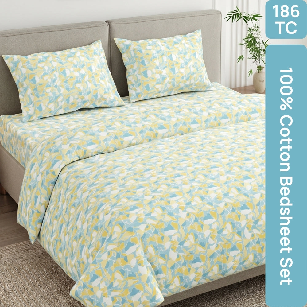 Summer Mirage 100% Cotton King Flat Bedsheet, 186 TC