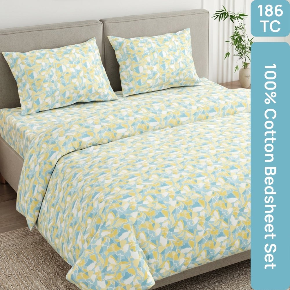 Summer Mirage 100% Cotton King Flat Bedsheet, 186 TC - Bedsheets | haus & kinder