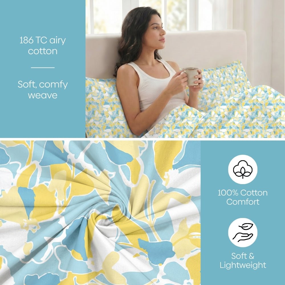 Summer Mirage 100% Cotton King Flat Bedsheet, 186 TC - Bedsheets | haus & kinder