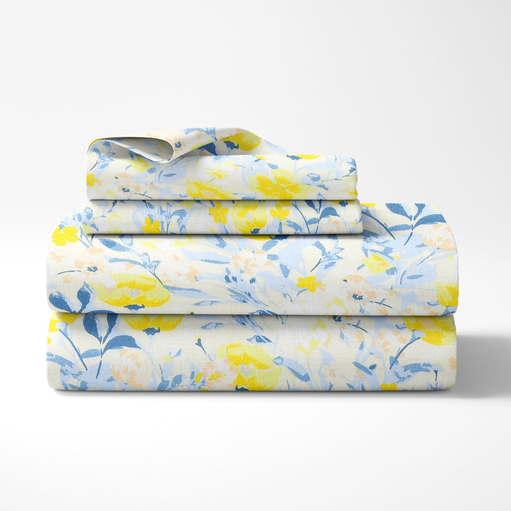 100% Cotton Single Flat 186 TC Bedsheet, Floravue, Multicolor