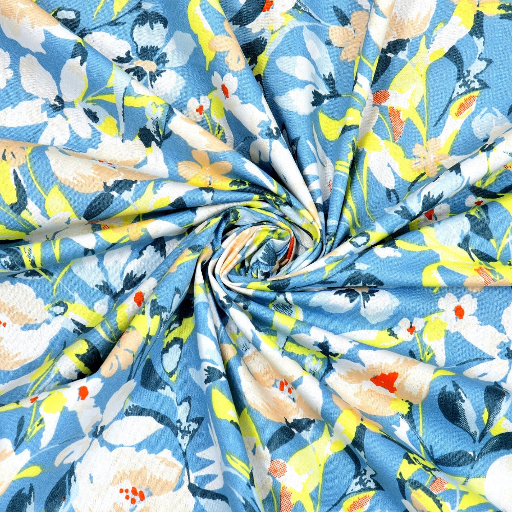 100% Cotton Single Flat 186 TC Bedsheet, Everbelle, Blue