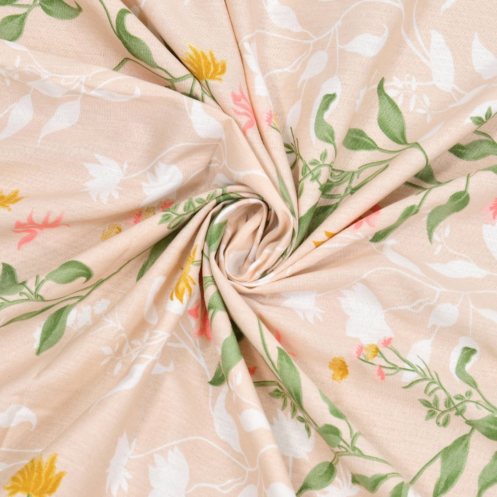 100% Cotton Single Flat 186 TC Bedsheet, Noctiflora, Pink