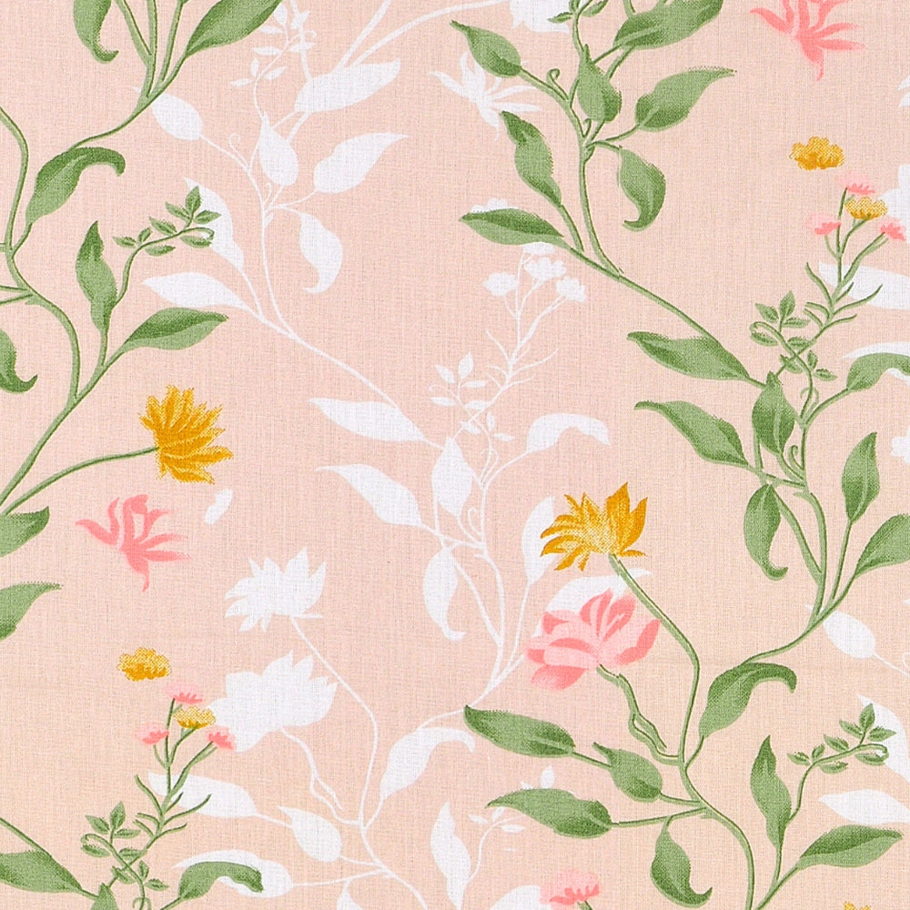 100% Cotton Single Flat 186 TC Bedsheet, Noctiflora, Pink