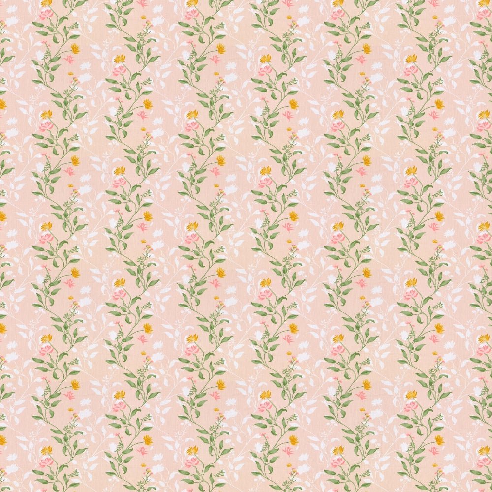 100% Cotton Single Flat 186 TC Bedsheet, Noctiflora, Pink