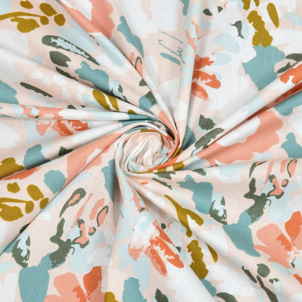 100% Cotton Single Flat 186 TC Bedsheet, Blushbloom, Multicolor