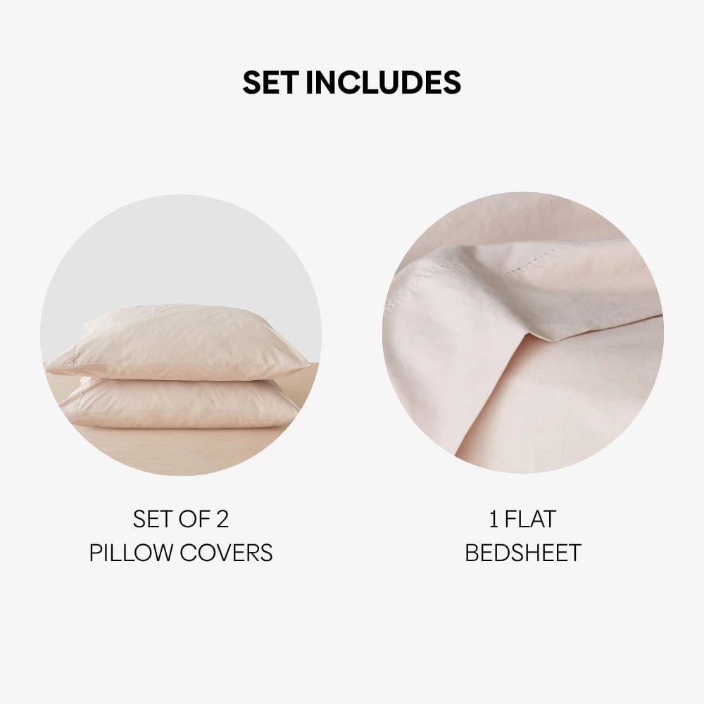 Organic Cotton King Flat Sheet- Rose Whisper 300 TC Percale