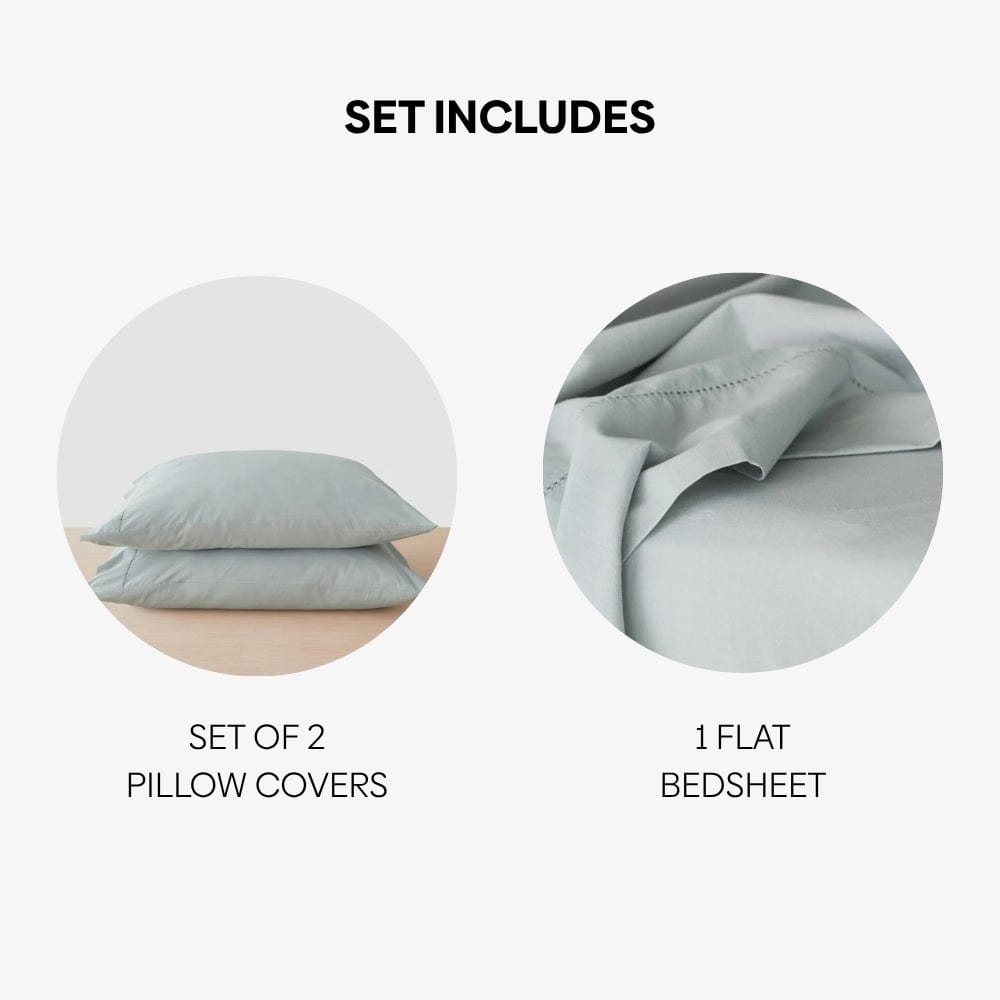 Organic Cotton King Flat Sheet- Coastal Calm 300 TC Percale