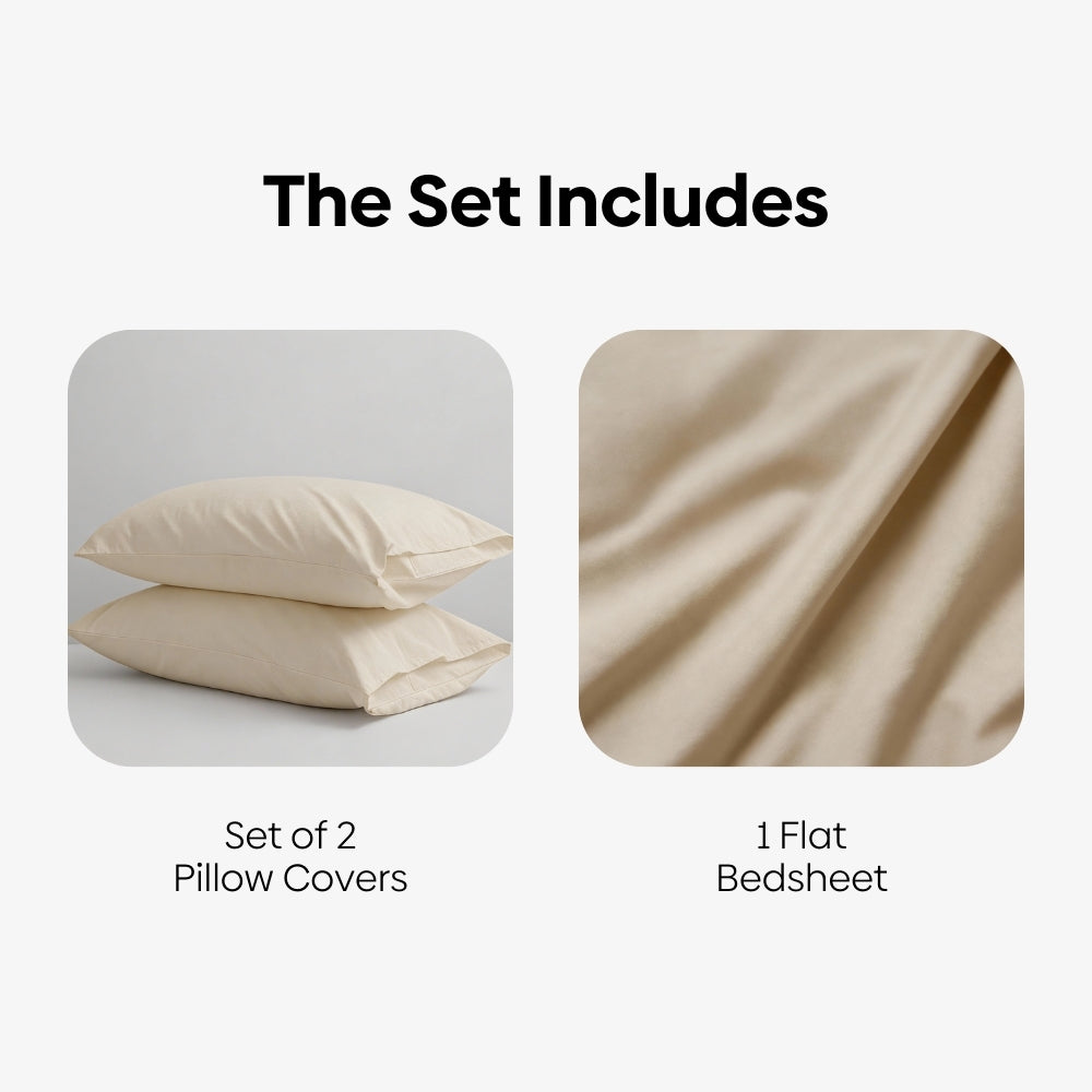 Organic Cotton Bedsheet - Vanilla Dawn 300 TC Percale