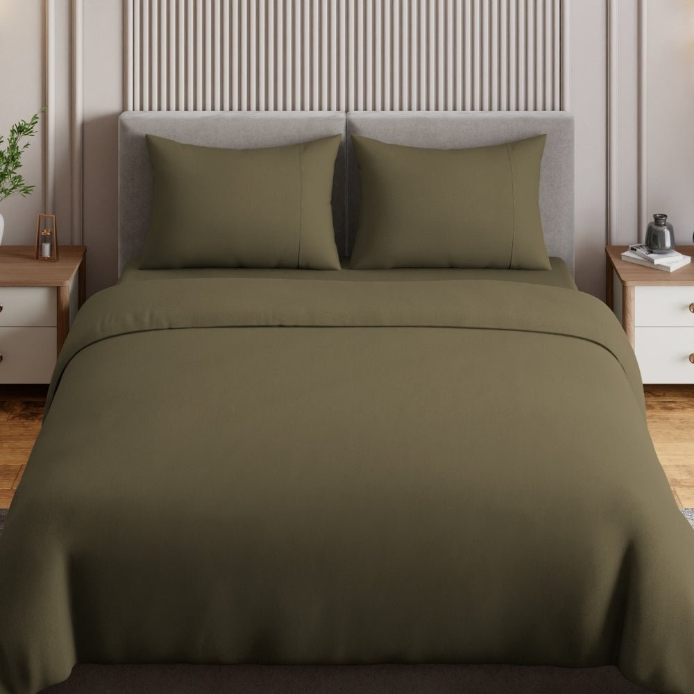 Organic Cotton Bedsheet - Verdant Haze 300 TC Percale - Bedsheets | haus & kinder