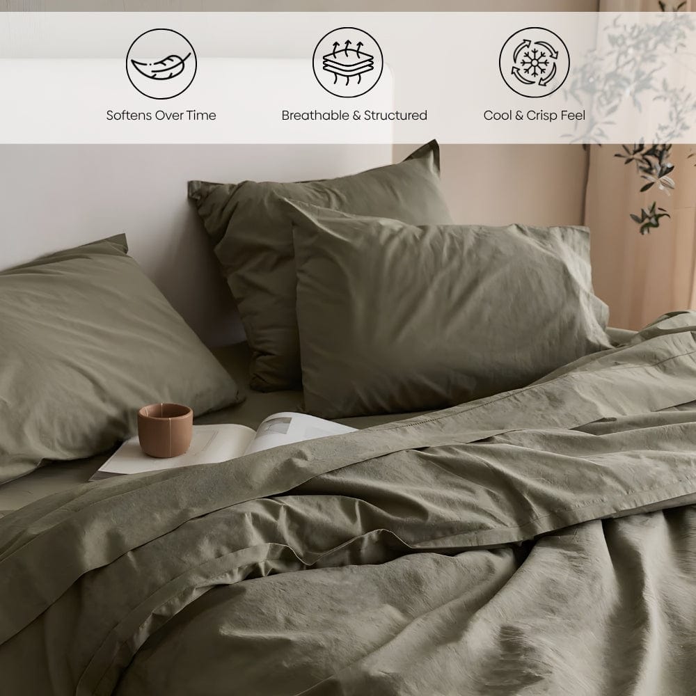 Organic Cotton King Flat Sheet- Verdant Haze 300 TC Percale