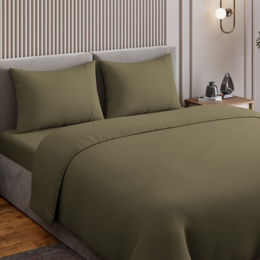 Organic Cotton Bedsheet - Verdant Haze 300 TC Percale - Bedsheets | haus & kinder