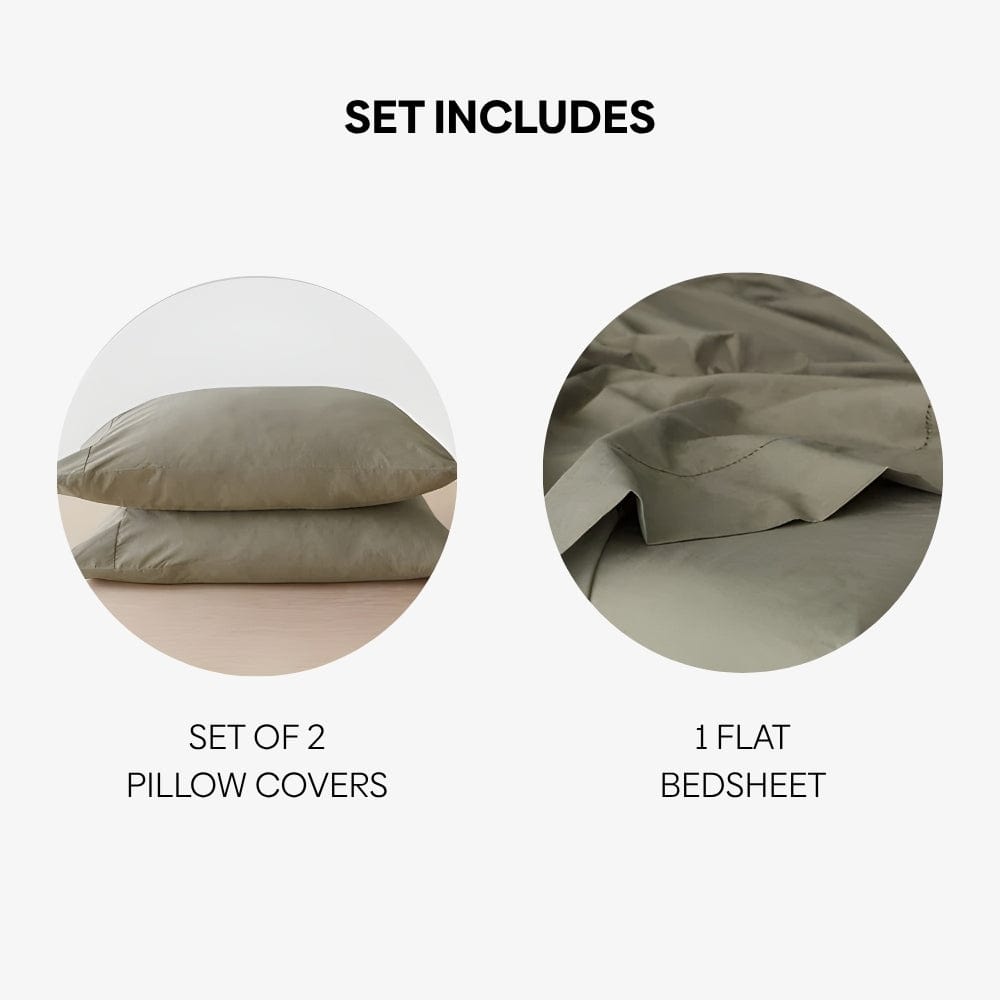Organic Cotton King Flat Sheet- Verdant Haze 300 TC Percale