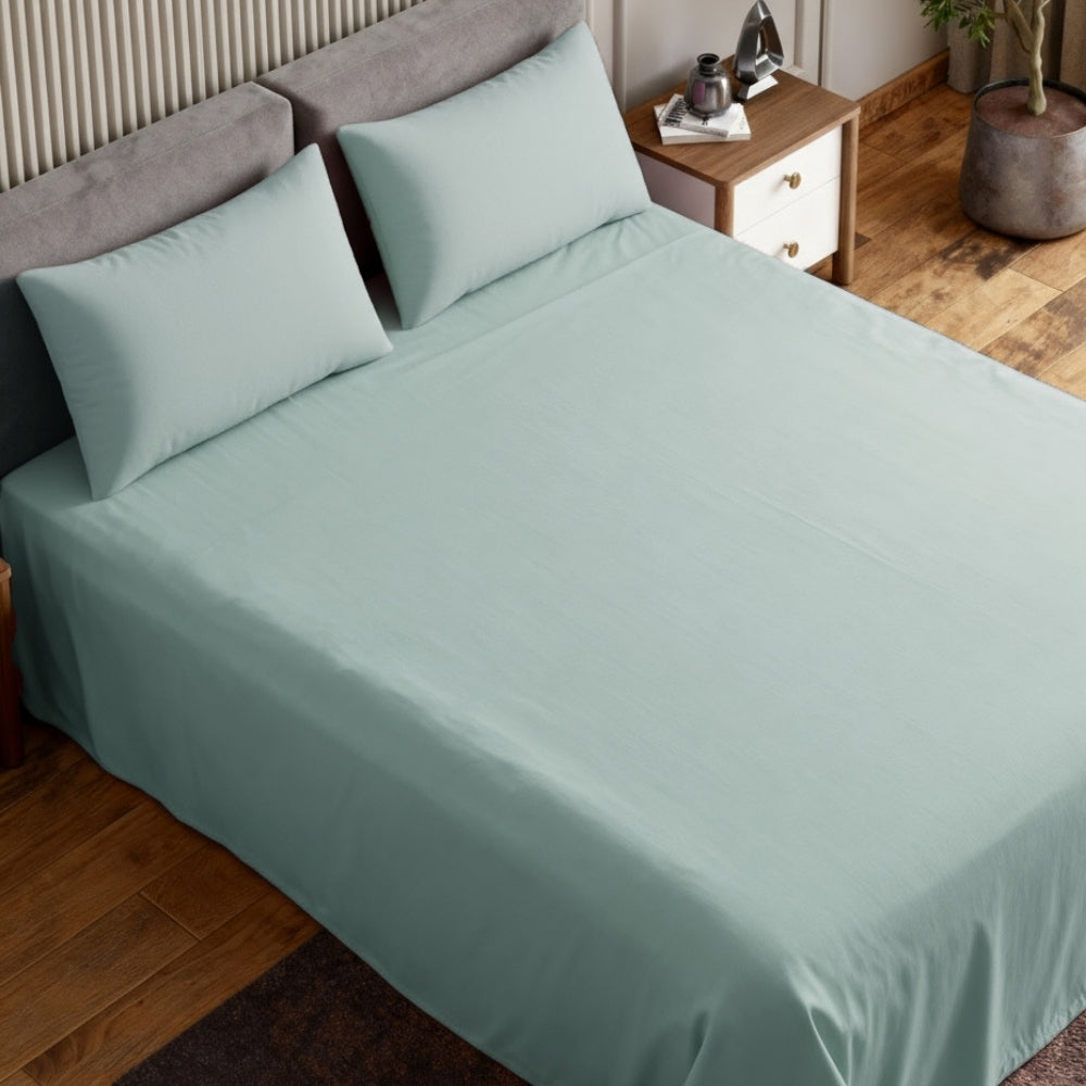 Luxury 300 TC Sateen 100% Cotton King Flat Bedsheet, Spring Mint
