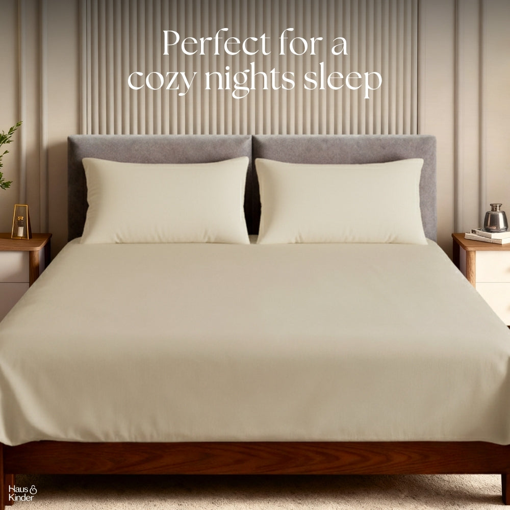 Luxury 300 TC Sateen 100% Cotton Bedsheet, Timeless Pearl