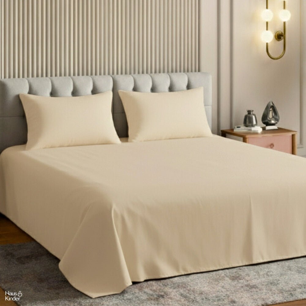 Luxury 300 TC Sateen 100% Cotton Bedsheet, Timeless Pearl - Bedsheets | haus & kinder