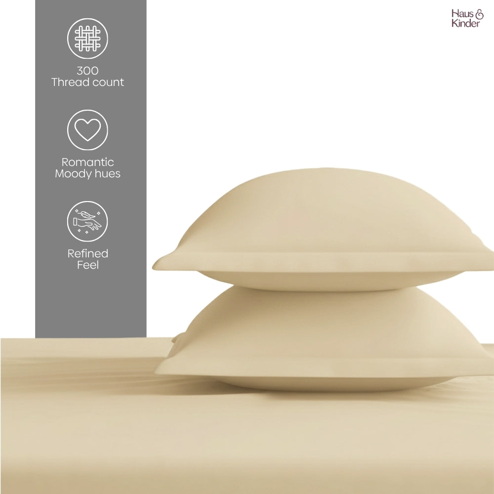 Luxury 300 TC Sateen 100% Cotton Bedsheet, Timeless Pearl