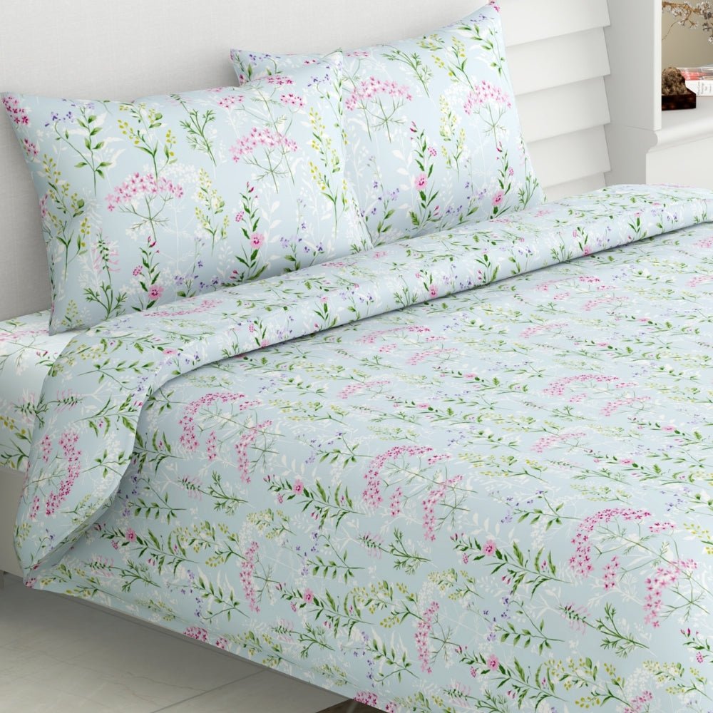 Elegant Bloom 100% Cotton Double Size Bedsheet, 186 TC - Bedsheets | haus & kinder