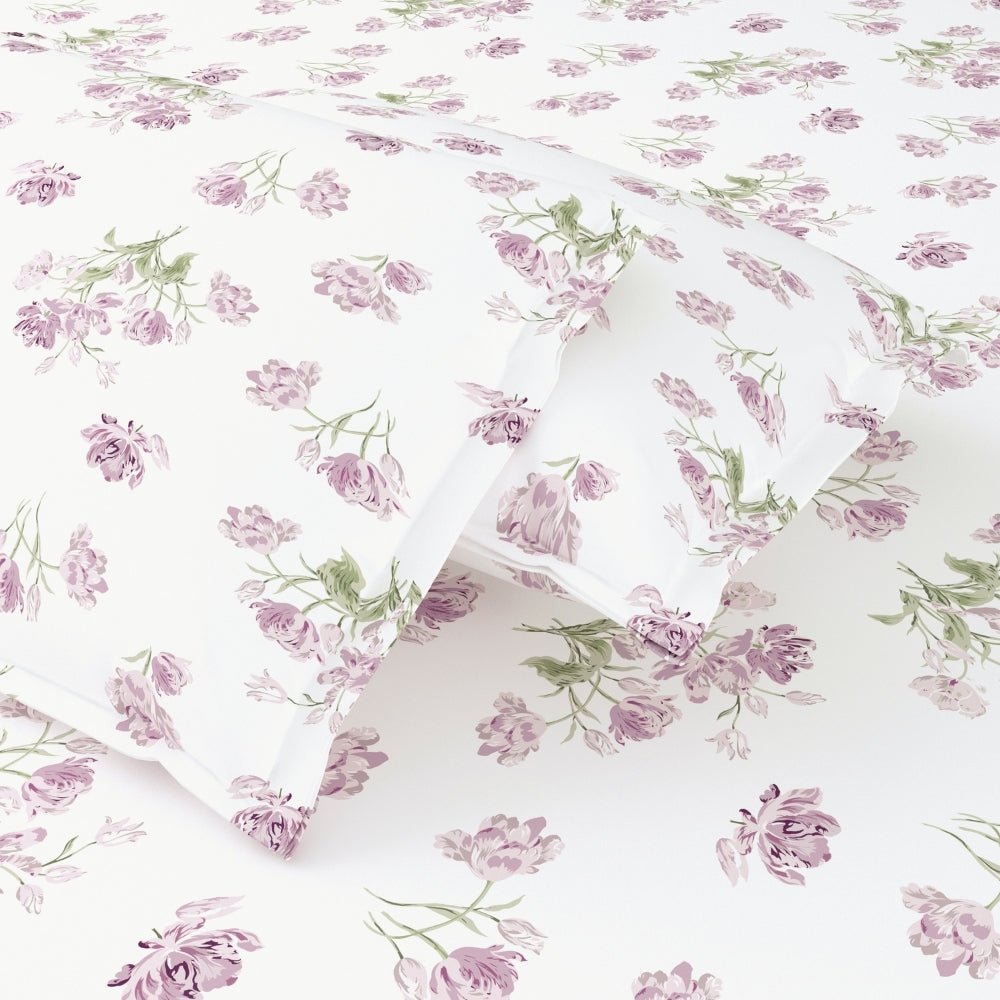 Lilac Dream 100% Cotton Double Bedsheet, 186TC - Bedsheets | haus & kinder