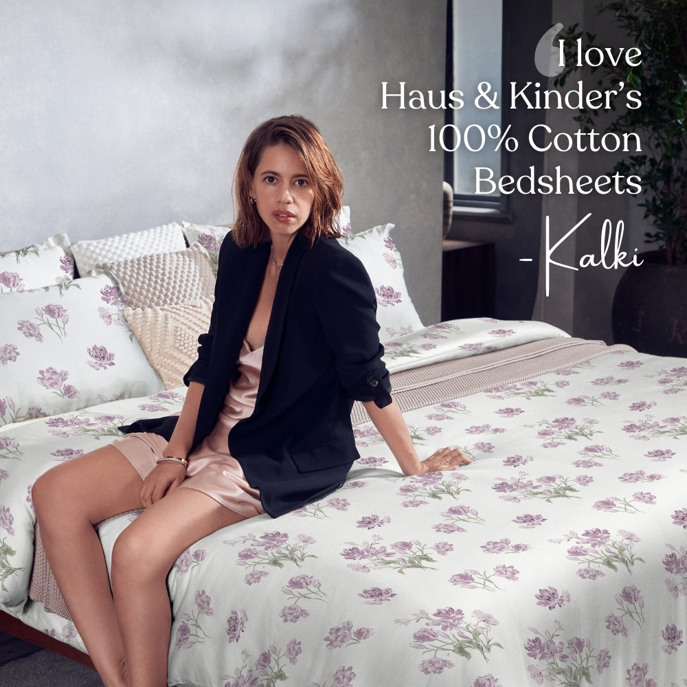 Lilac Dream 100% Cotton Double Bedsheet, 186TC