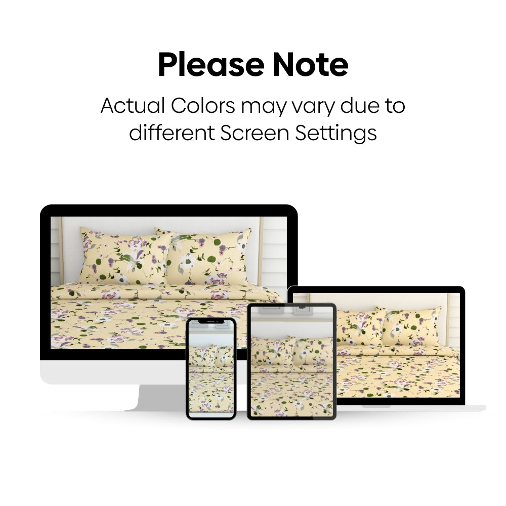 Bold Floral 100% Cotton King Size Bedsheet, 144 TC