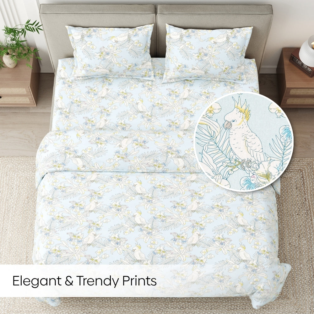 Tropical Bird, 100% Cotton King Size Bedsheet, 144 TC