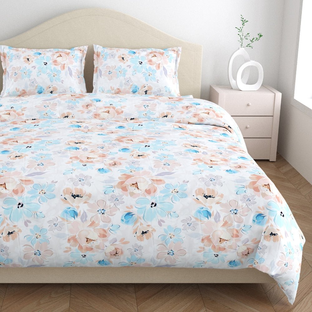 300 TC Satin Royale Bedsheet Aurelia Petals, Multicolor - King Size | haus & kinder