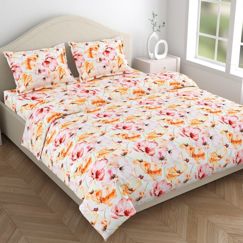 300 TC Satin Royale Bedsheet Seraphine Blossom, Multicolor - King Size | haus & kinder