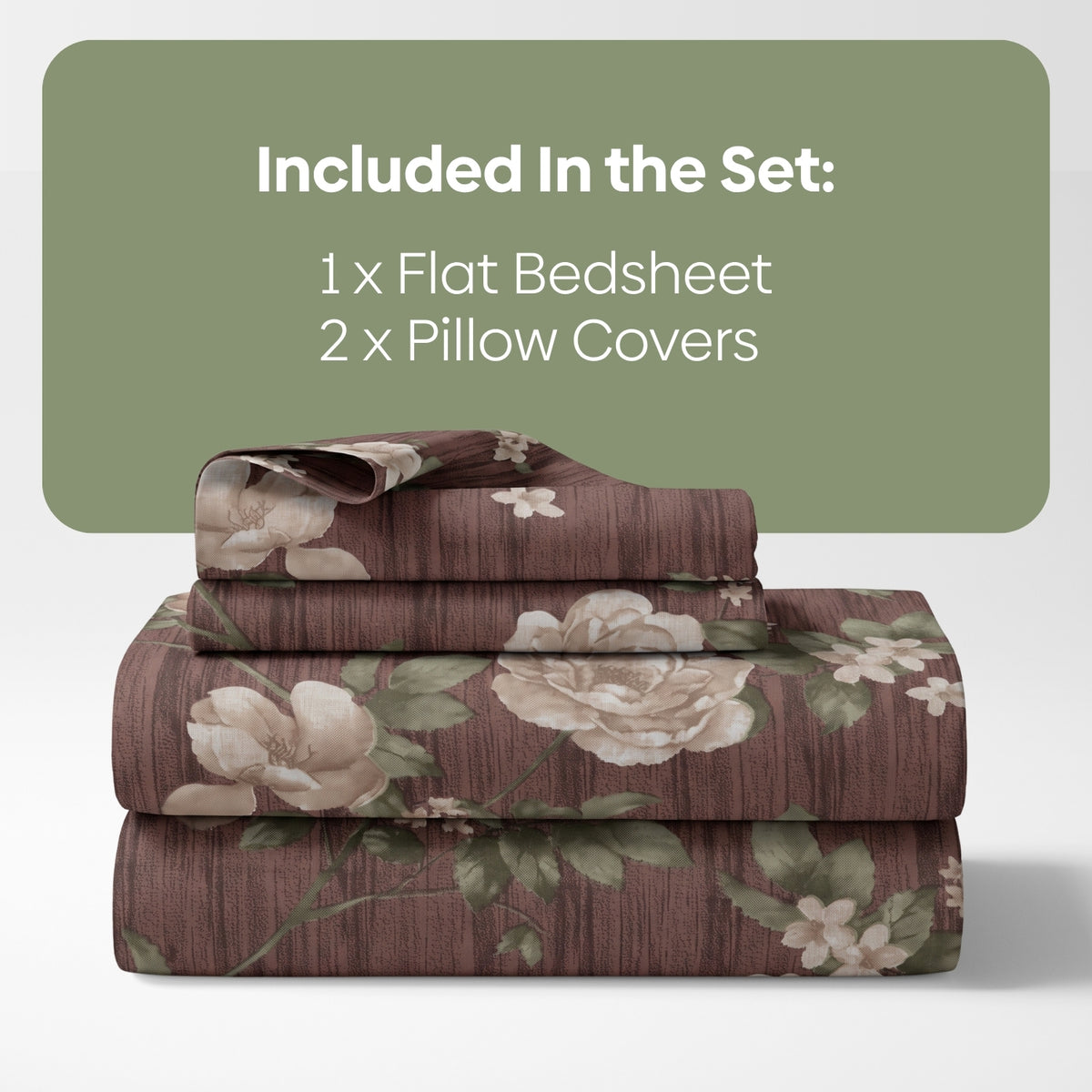 Rose Cascade 100% Cotton Double Flat Bedsheet,Mauve - 144 TC - Bedsheets | haus & kinder