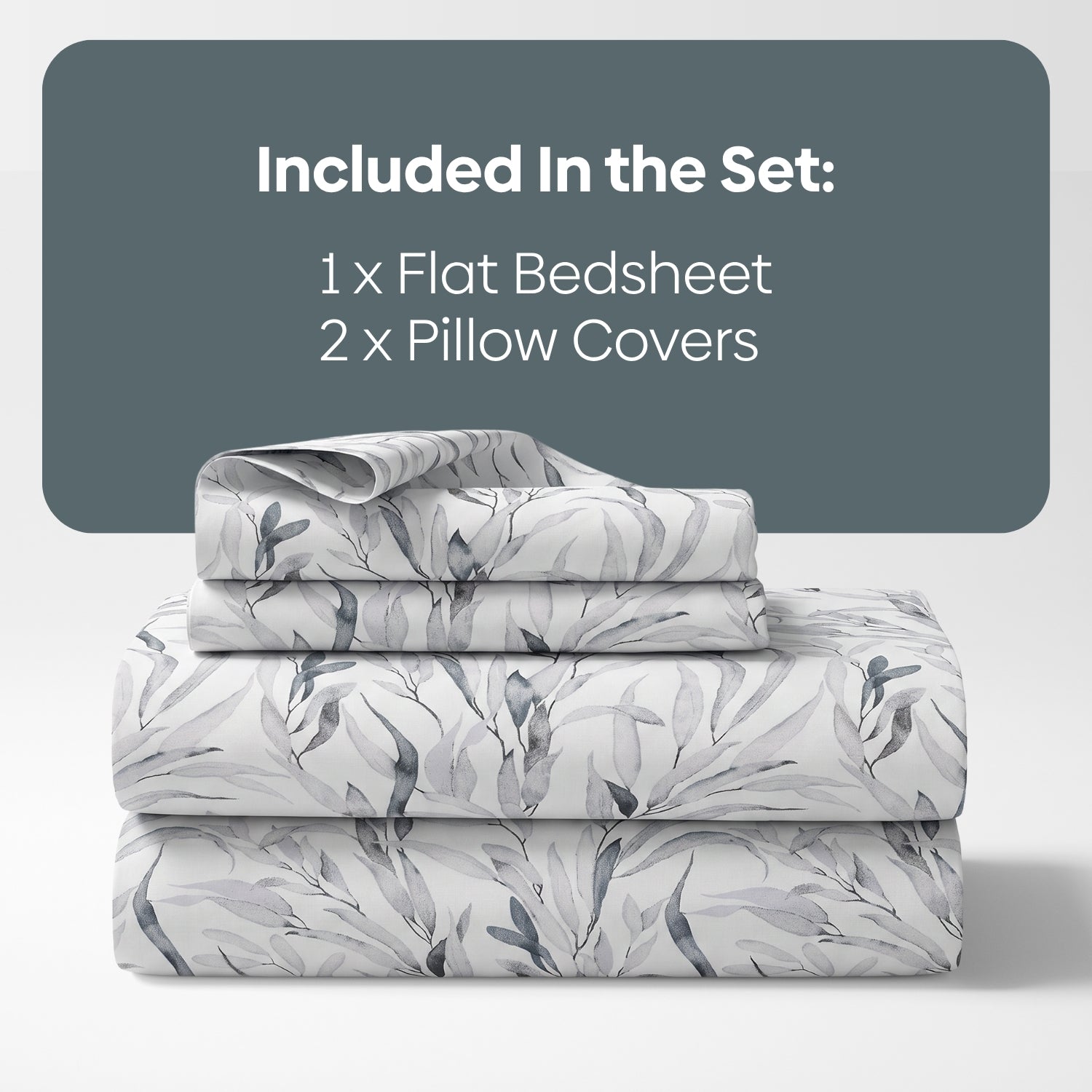 Whispering Willow 100% Cotton Double Flat Bedsheet, Mist Blue - 186 TC - Bedsheets | haus & kinder