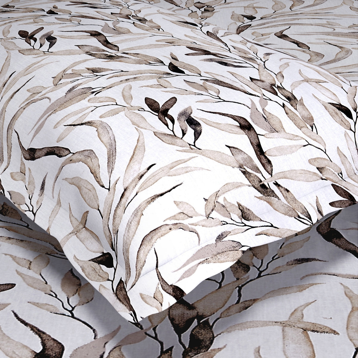 Whispering Willow 100% Cotton Double Flat Bedsheet, Beige - 186 TC - Bedsheets | haus & kinder