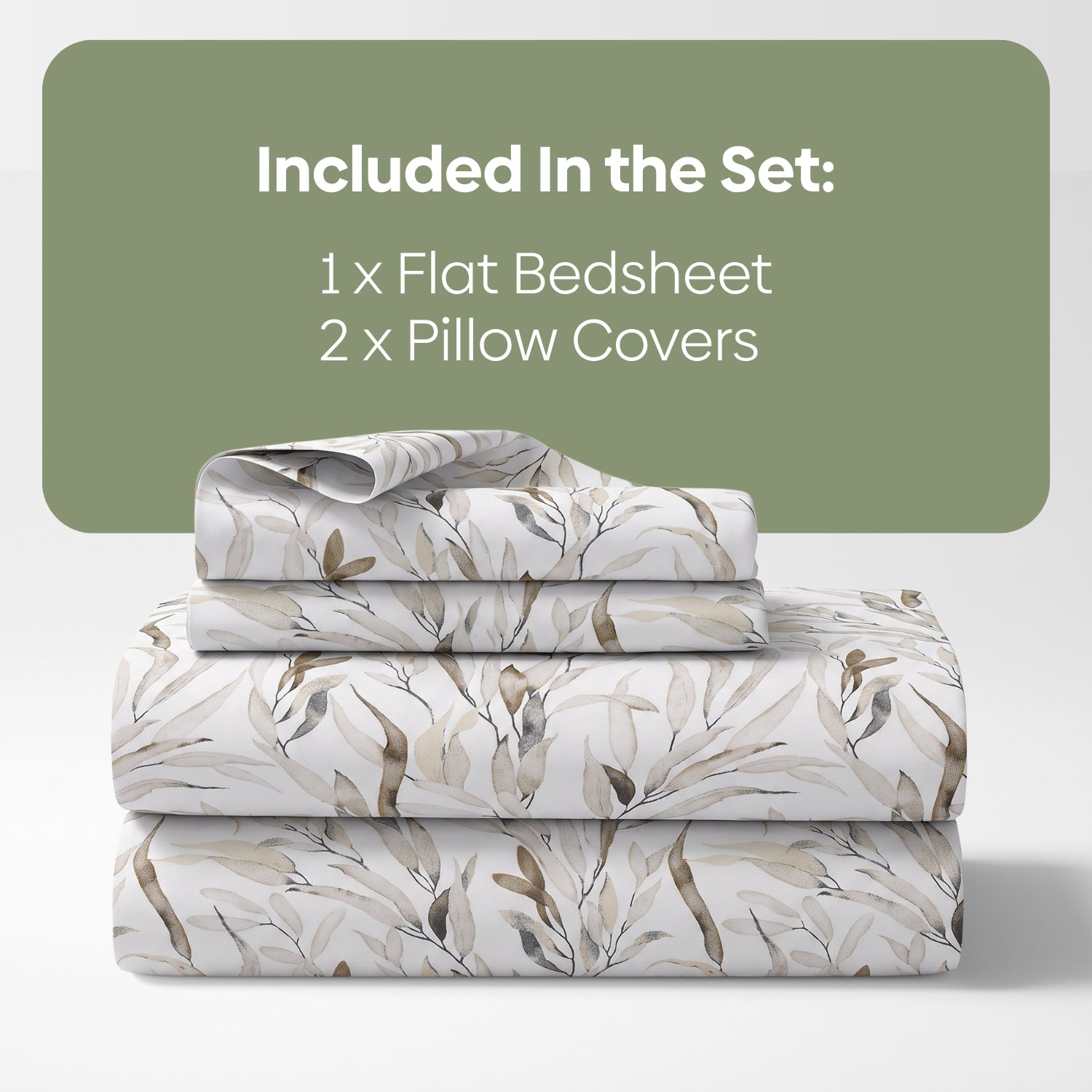 Whispering Willow 100% Cotton Double Flat Bedsheet, Soft Mocha - 186 TC - Bedsheets | haus & kinder
