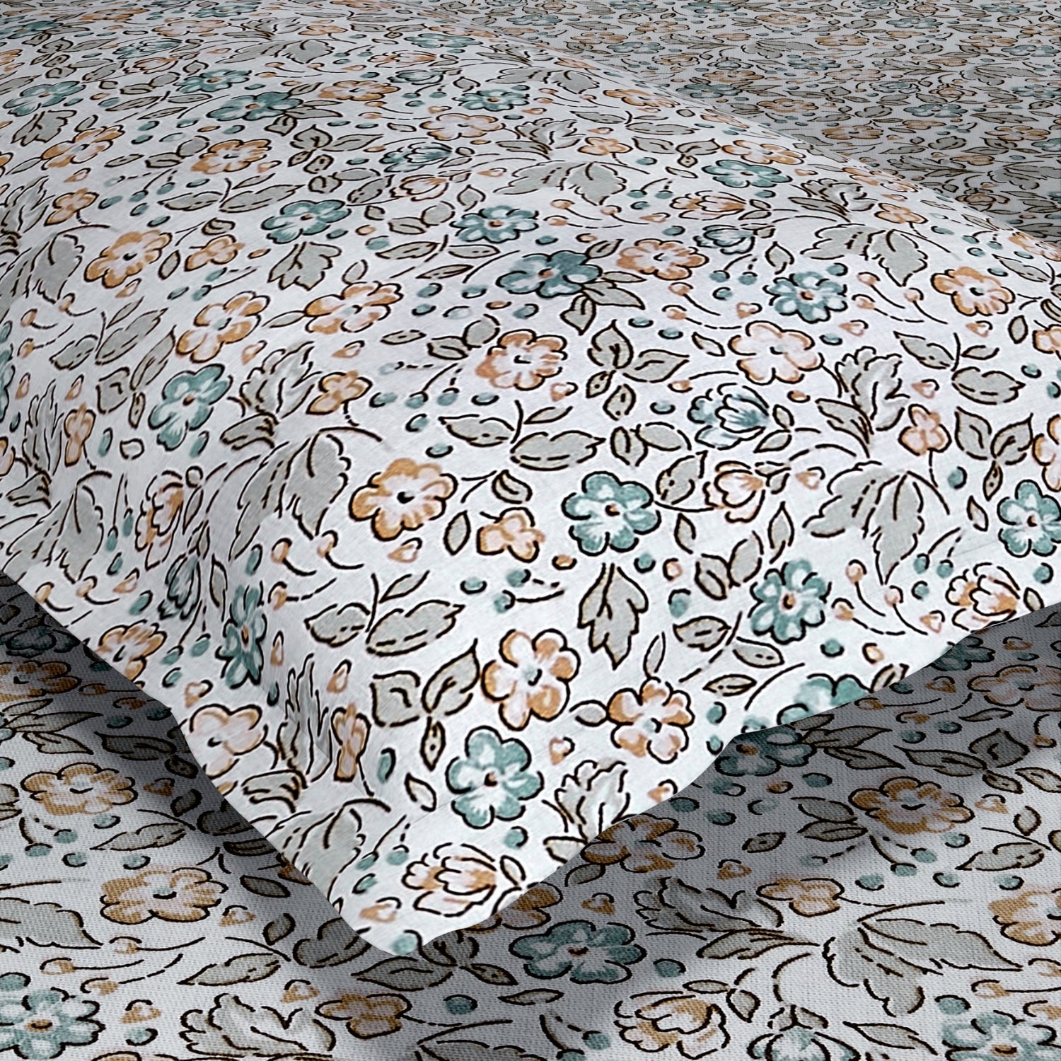 Cottage Calico 100% Cotton Double Flat Bedsheet, Pale Peach - 186 TC - Bedsheets | haus & kinder