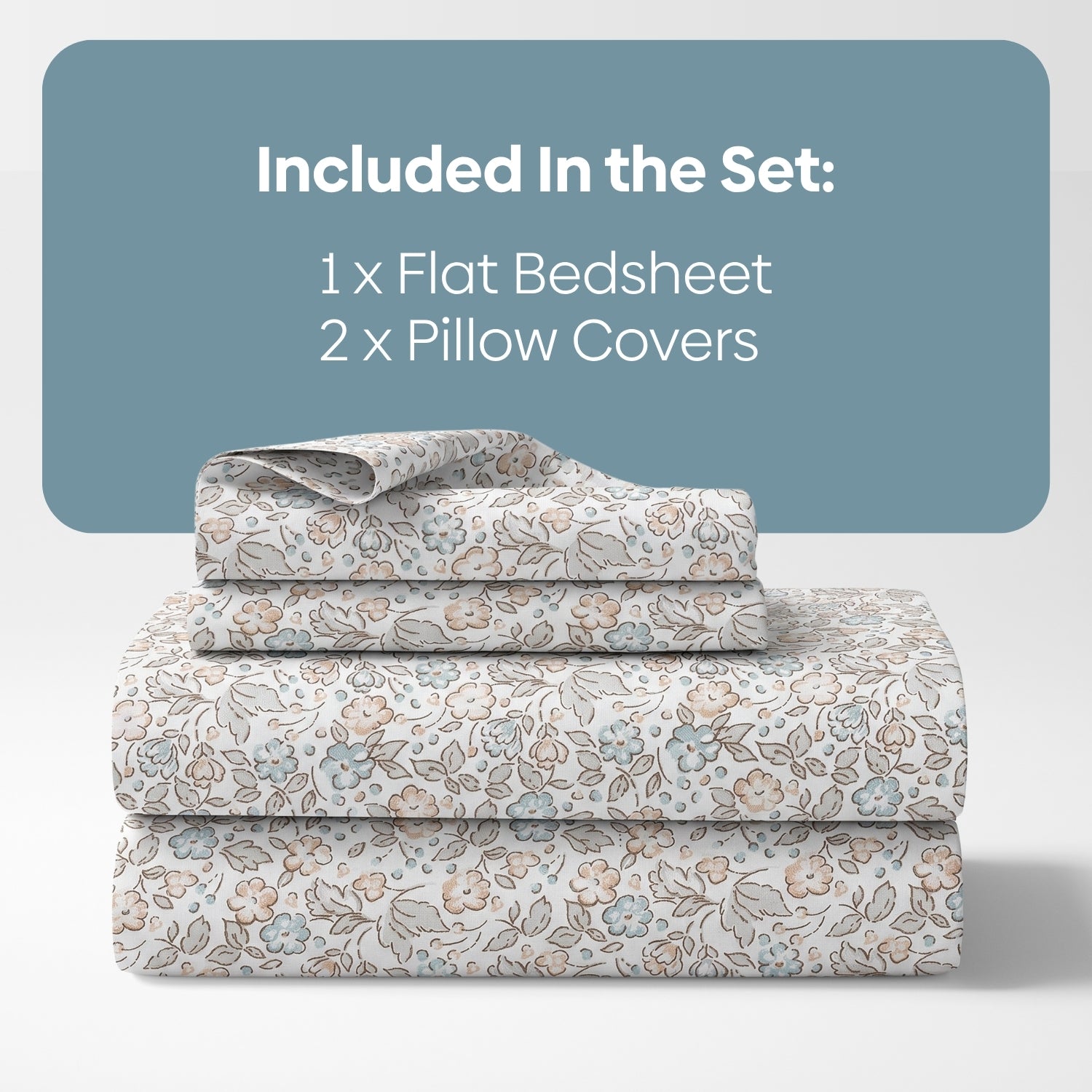 Cottage Calico 100% Cotton Double Flat Bedsheet, Pale Peach - 186 TC - Bedsheets | haus & kinder