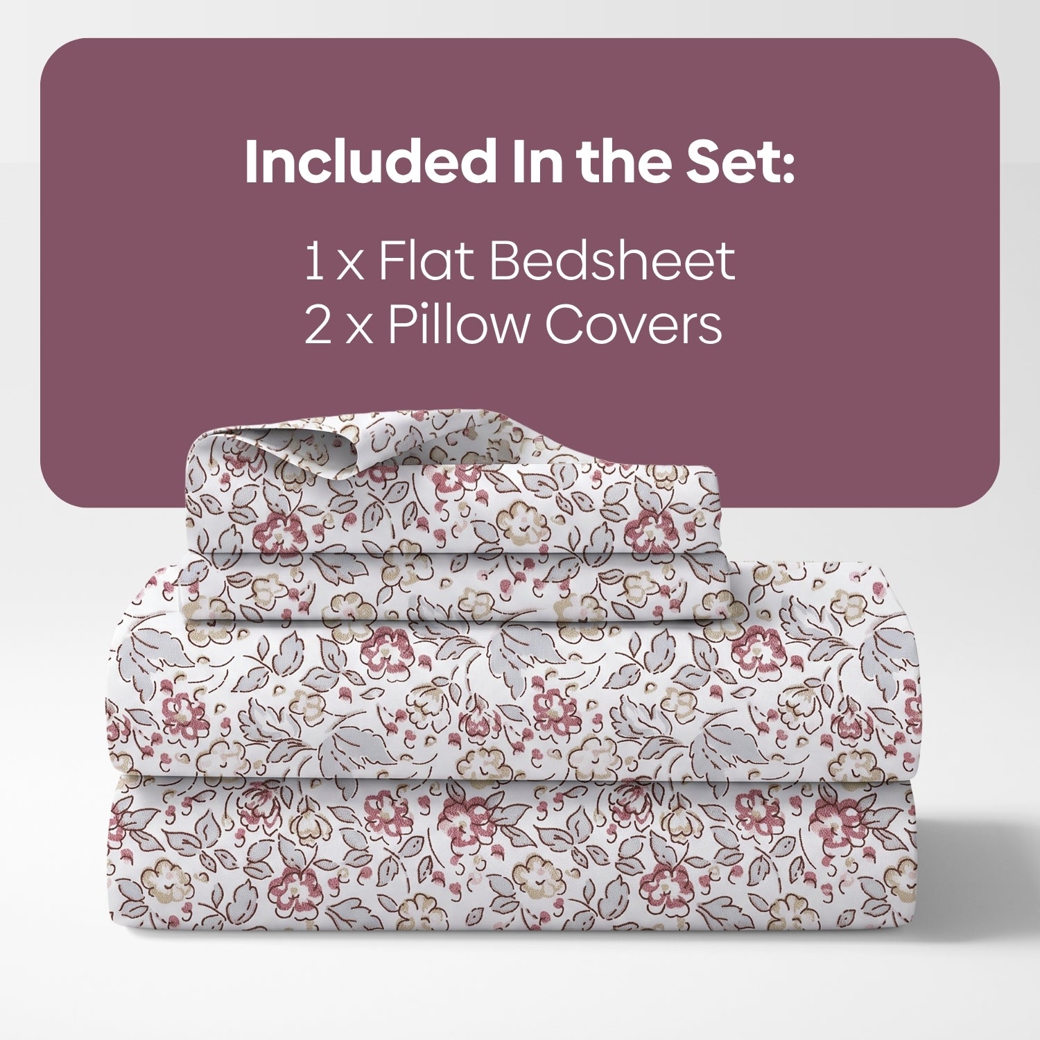 Cottage Calico 100% Cotton Double Flat Bedsheet, Icy Pink - 186 TC - Bedsheets | haus & kinder