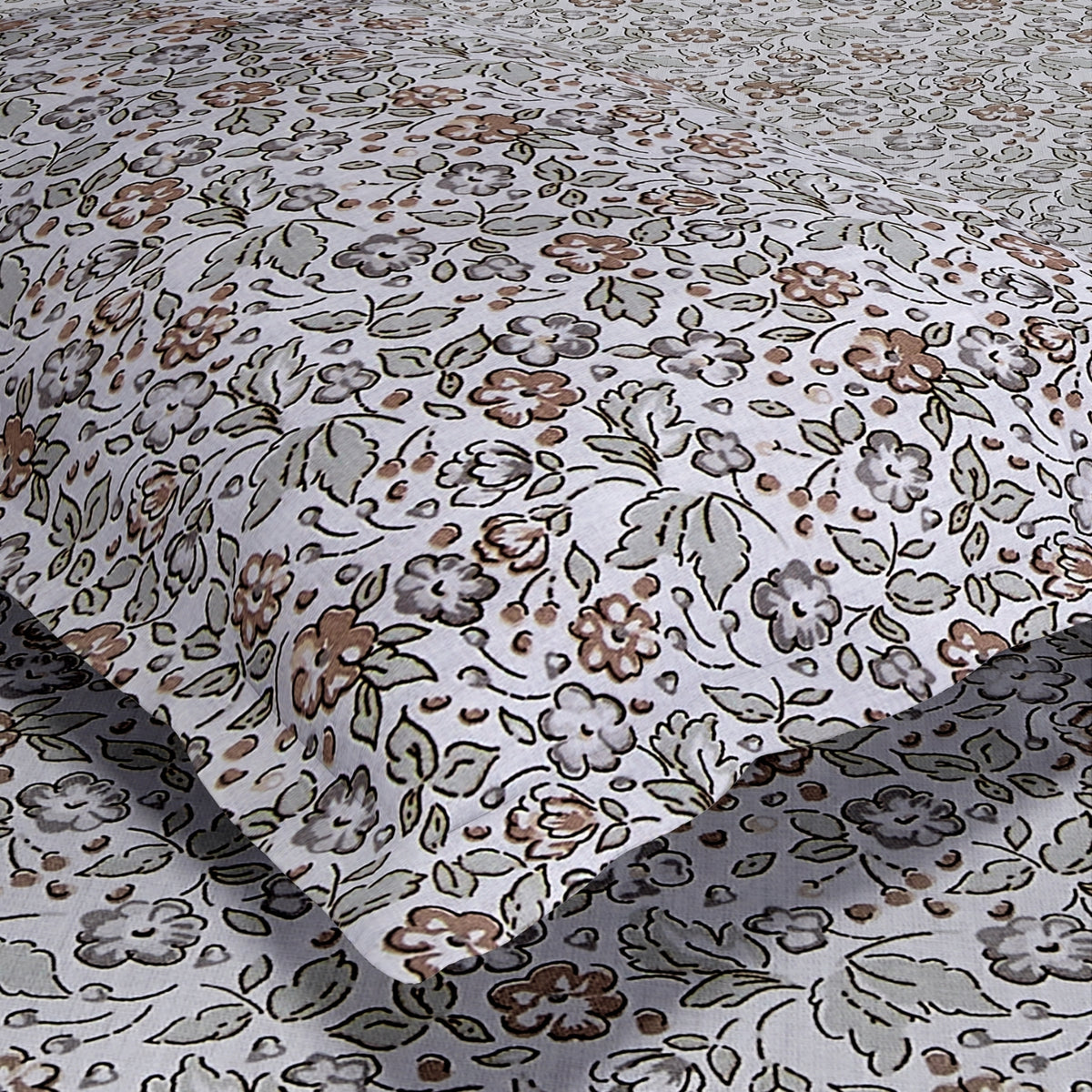 Cottage Calico 100% Cotton Double Flat Bedsheet, Mocha Mousse - 186 TC - Bedsheets | haus & kinder